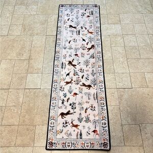 Floral and Animal Patterned Runner Rug